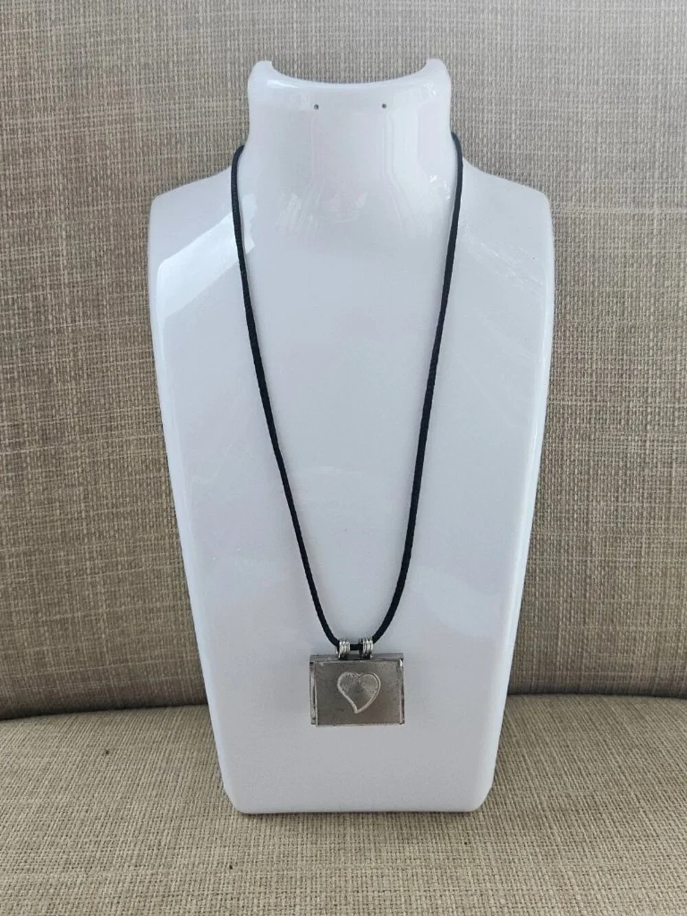 Taweez Keeper Pendant Necklace Silver Tone Fashion Jewelry W/ Black Cord